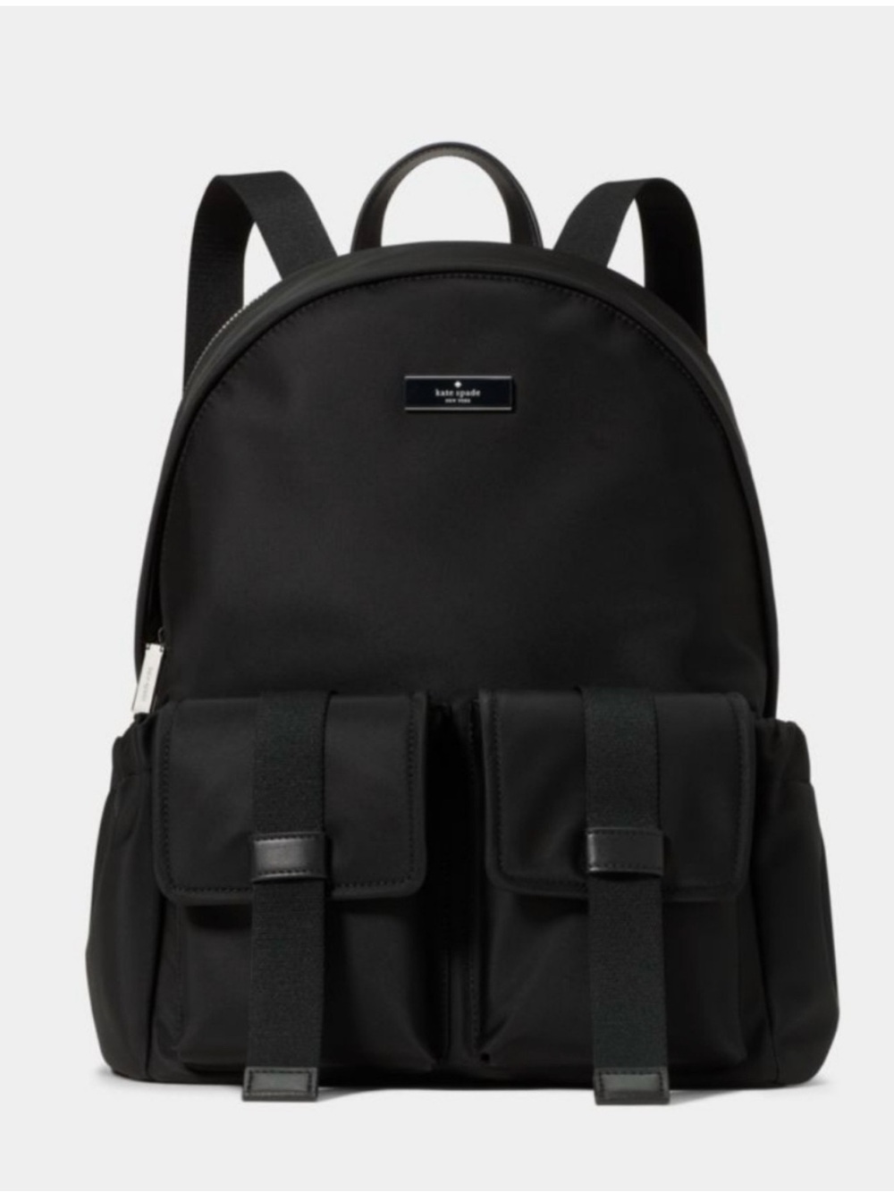 kate spade Black Nylon Backpack with Front Flap Pockets